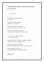 Two Poems for Stephen Oliver